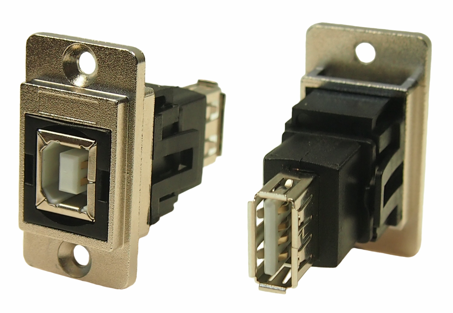 RS PRO Straight, Panel Mount, Socket to Socket- Dual Port Type B to A 2.0 USB Connector