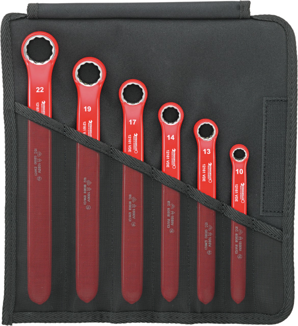 STAHLWILLE 12161/6 VDE Series 6-Piece Spanner Set, 10, 13, 14, 17, 19, 22, Chrome Alloy Steel, VDE/1000V