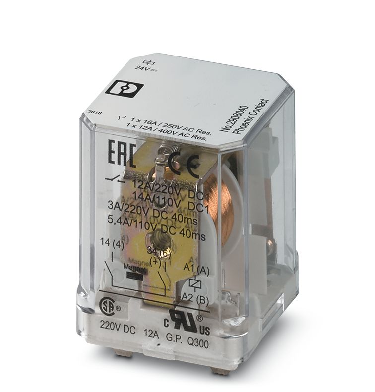 Phoenix Contact PCB Mount Power Relay, 24V dc Coil, 16A Switching Current, SPST