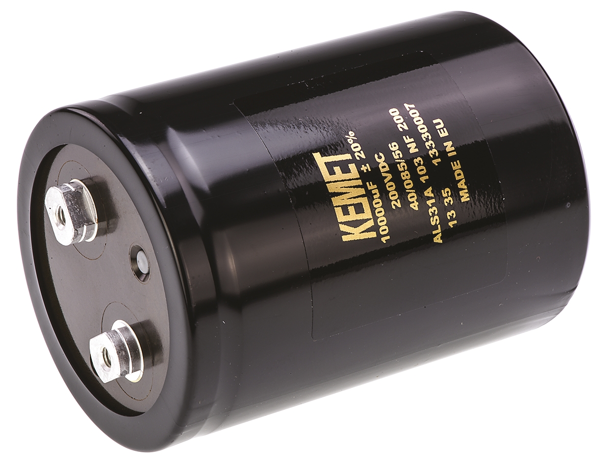 KEMET 10000μF Aluminium Electrolytic Capacitor 200V dc, Screw Terminal - ALS31A103NF200