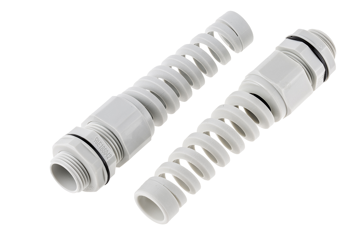 RS PRO Grey Nylon Cable Gland, M20 Thread, 10mm min., 14mm max., IP68