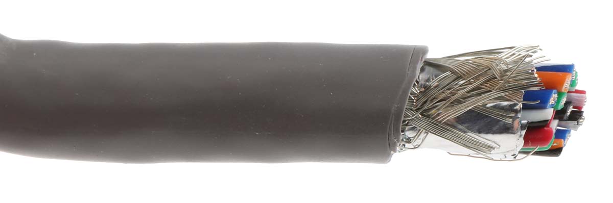Alpha Wire Alpha Essentials Communication & Control Control Cable, 15 Cores, 0.35 mm² 22 AWG, Screened, 30 m, Grey