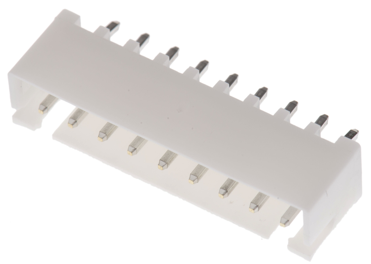 JST XH Series Straight Through Hole PCB Header, 9 Contact(s), 2.5 mm Pitch, 1 Row, Shrouded