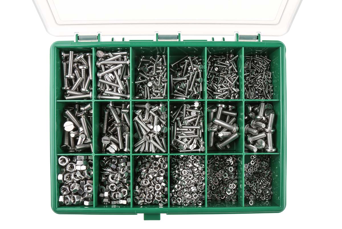 RS PRO Stainless Steel 3168 Piece Slot Drive Screw/Bolt Kit