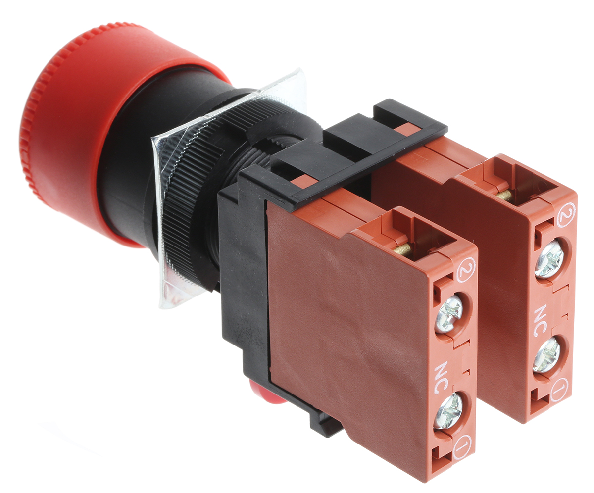 Omron A22E Series Twist Release Emergency Stop Push Button, Panel Mount, 22mm Cutout, 2NC, IP65