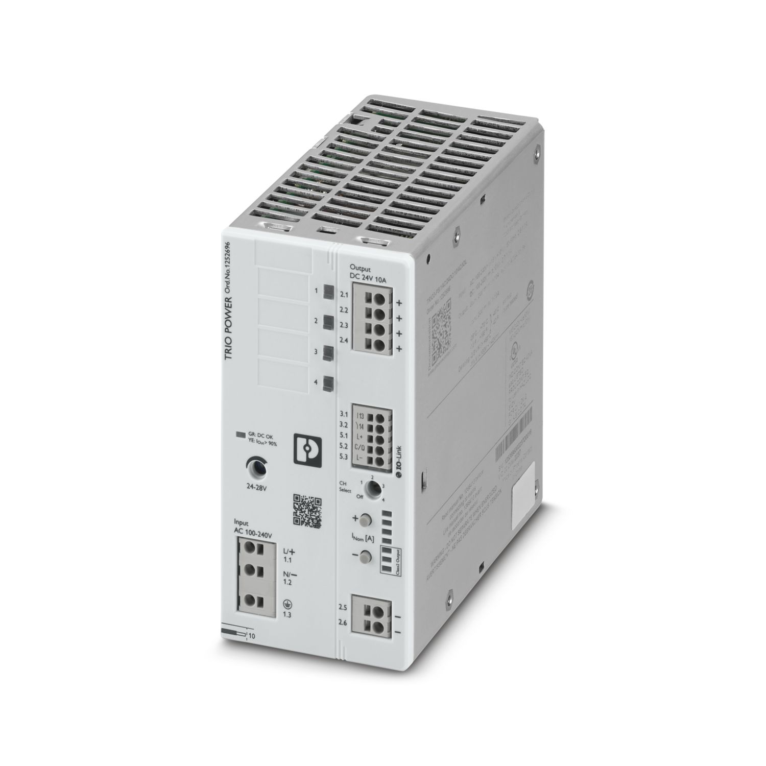 Phoenix Contact TRIO POWER DIN Rail Power Supply, 240V dc Input, 24V dc Output, 10A Output, 240W