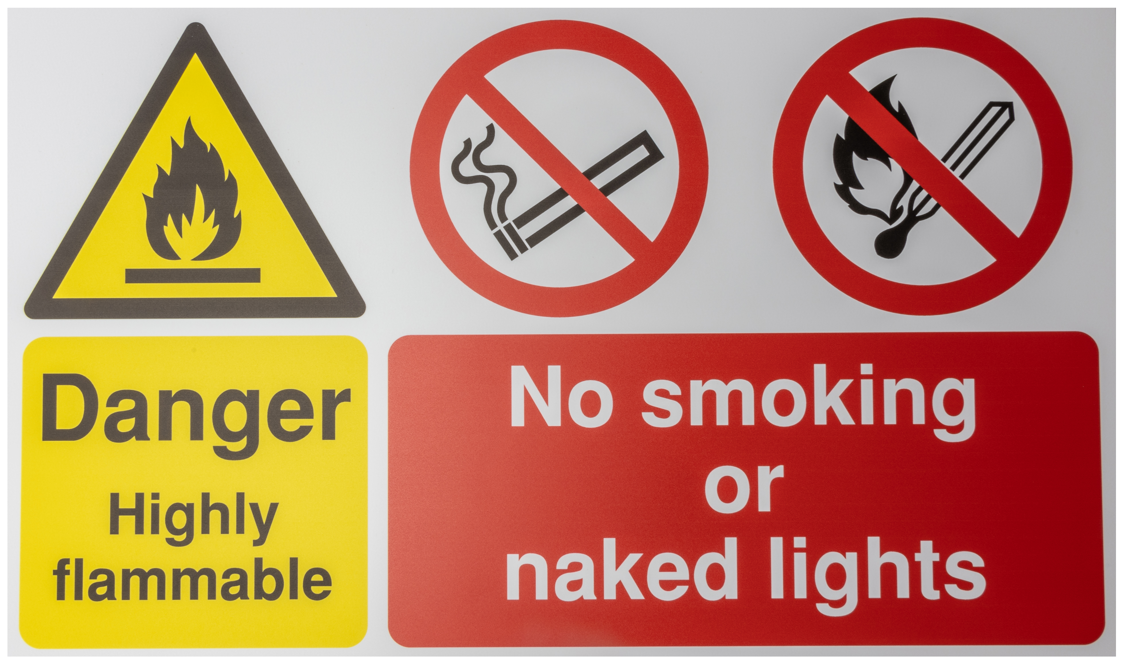 Polypropylene Danger Prohibition Sign, Danger Highly Flammable, English