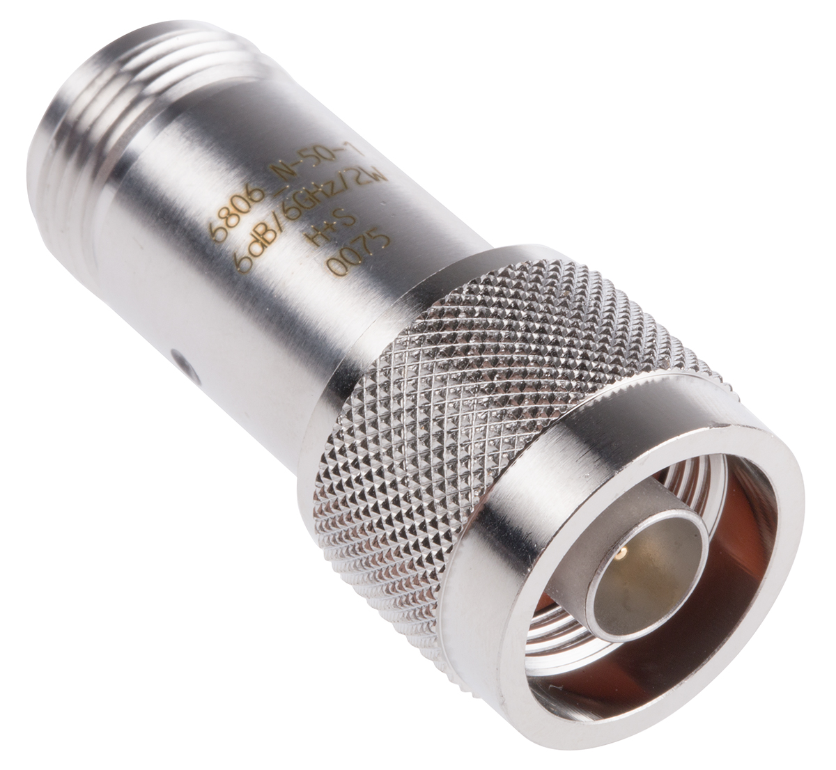 Huber+Suhner 50Ω RF Attenuator Straight N Connector N Plug to N Socket 6dB, Operating Frequency 6GHz