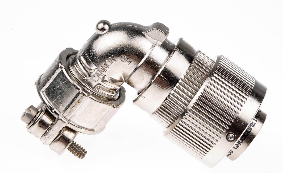 ITT Cannon, CA-COM, Copper Alloy Right Angle 6 Way Cable Mount MIL Spec Circular Connector Plug, Pin Contacts,Shell