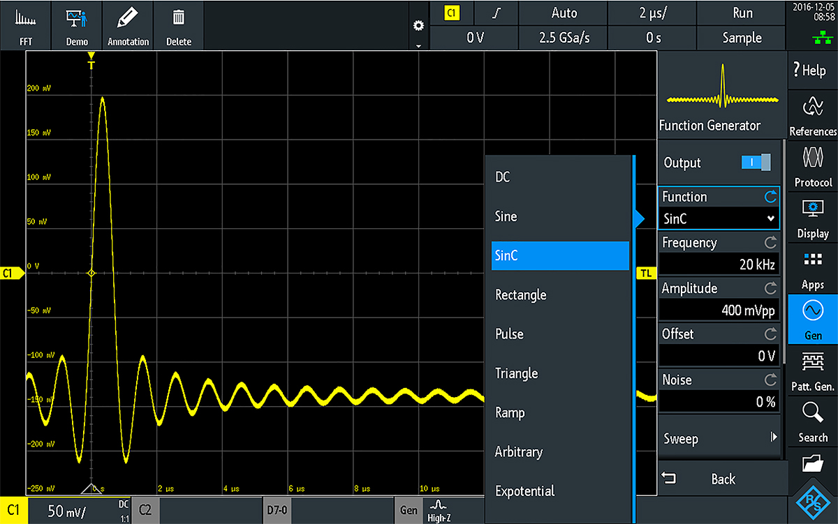 Rohde & Schwarz Arbitrary Waveform Generator Oscilloscope Software for Use with RTB2000 Digital Oscilloscope