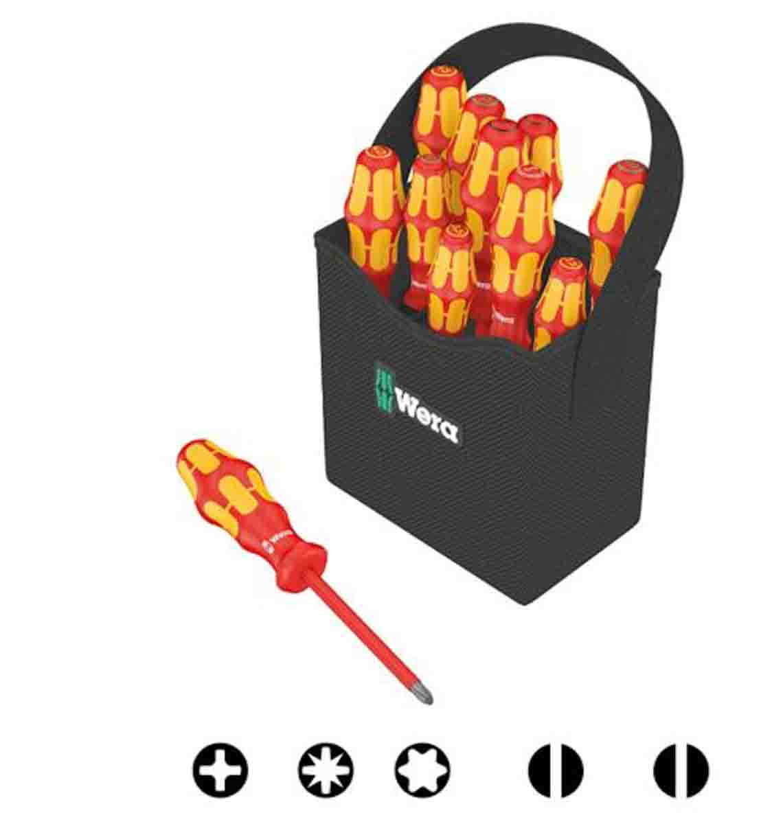 Wera 2go Phillips; Pozidriv; Slotted; Torx Insulated Screwdriver Set, 11-Piece