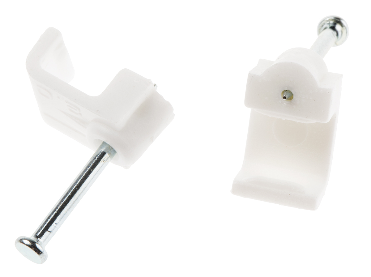 RS PRO White PE Rectangular cable clip