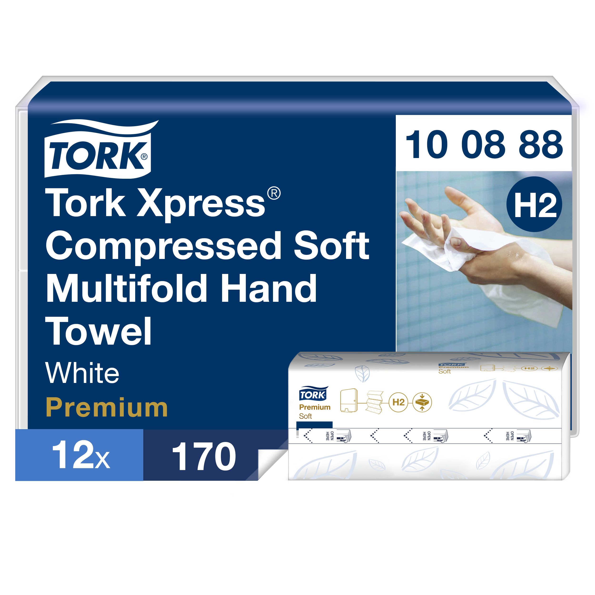 Tork Multifold White Paper Towel, 320 x 212mm, 2-Ply, 12 x 170 Sheets Sheets