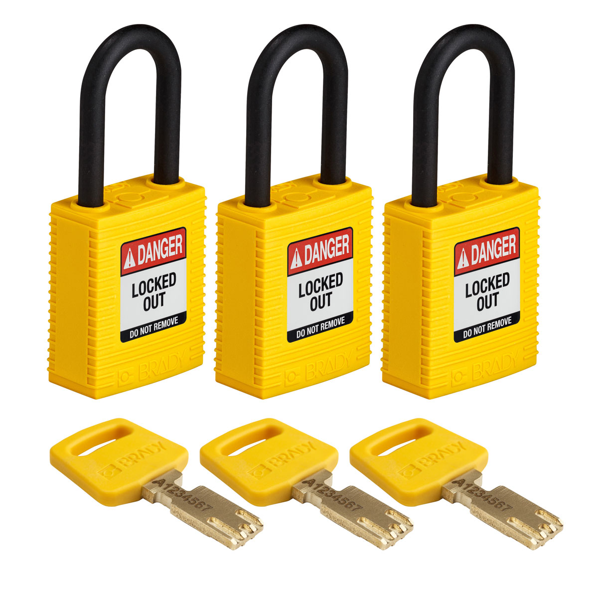 Brady LOTO-101 Key Weatherproof Nylon, Plastic Padlock, Keyed Alike, 6.35mm Shackle, 38.00mm Body