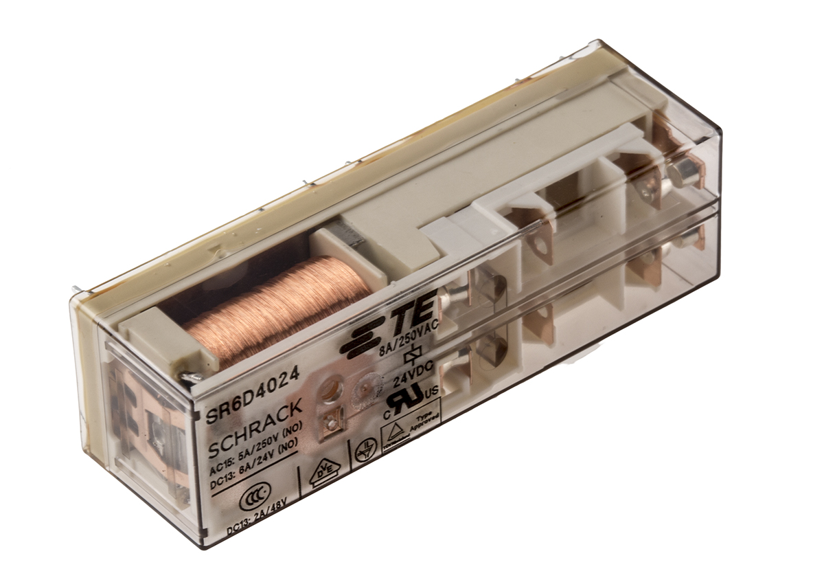 TE Connectivity PCB Mount Force Guided Relay, 24V dc Coil Voltage, 4 Pole, DPDT
