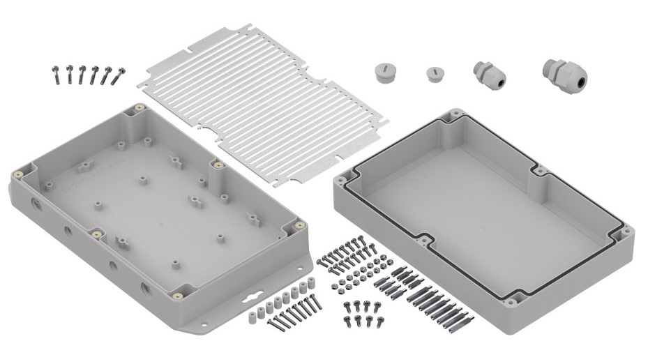 RS PRO Light Grey Polycarbonate General Purpose Enclosure, IP65, Flanged, Light Grey Lid, 209.9 x 60 x 139.9mm