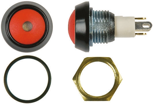 ITW Switches 59 Series Illuminated Miniature Push Button Switch, Momentary, Panel Mount, 13.65mm Cutout, SPST, Red LED,