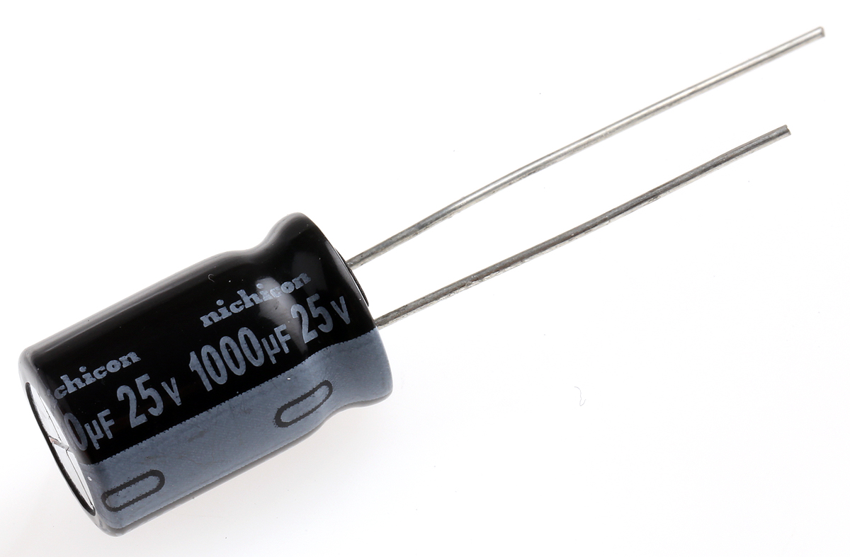 Nichicon 1000μF Aluminium Electrolytic Capacitor 25V dc, Radial, Through Hole - UVY1E102MPD