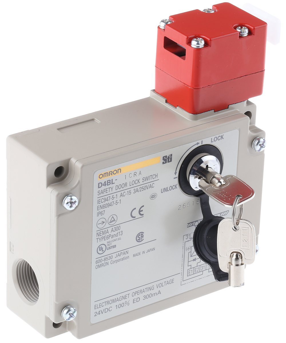 Omron D4BL Series Solenoid Interlock Switch, Power to Unlock, 24V dc