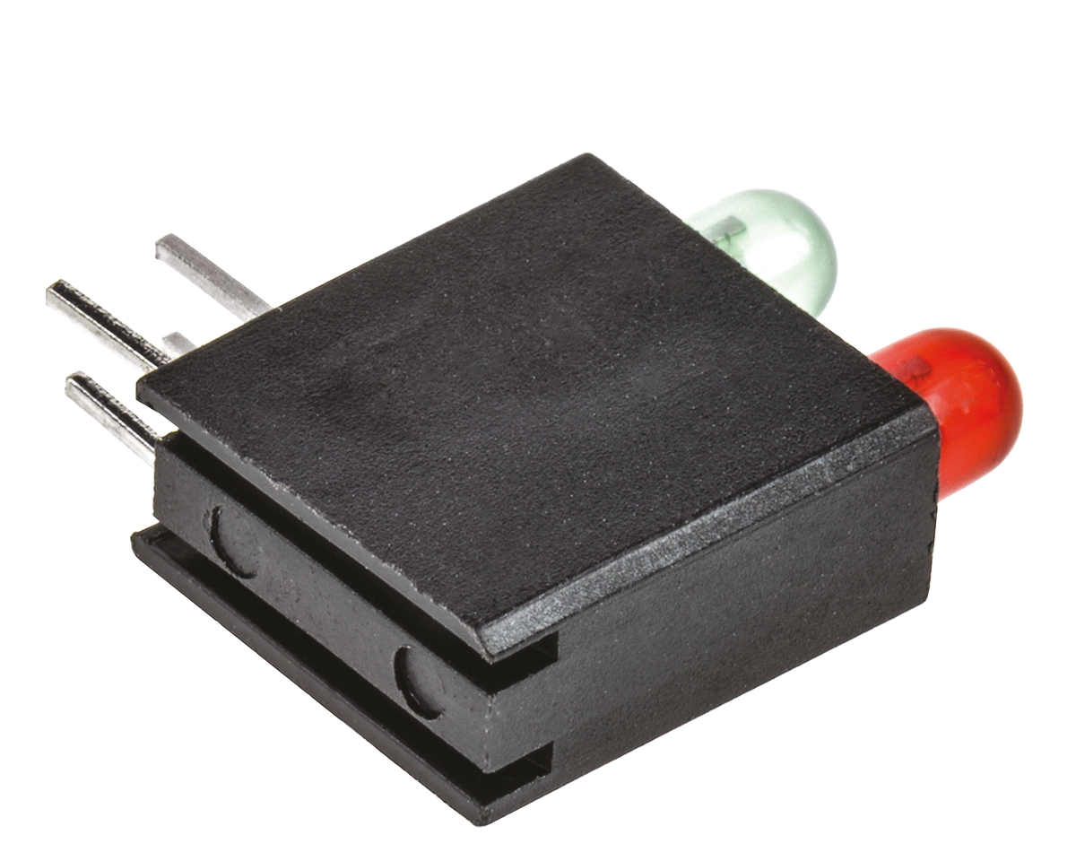 Dialight 553-0112-200F, Green & Red Right Angle PCB LED Indicator, 2 LEDs, Through Hole 2.8 V