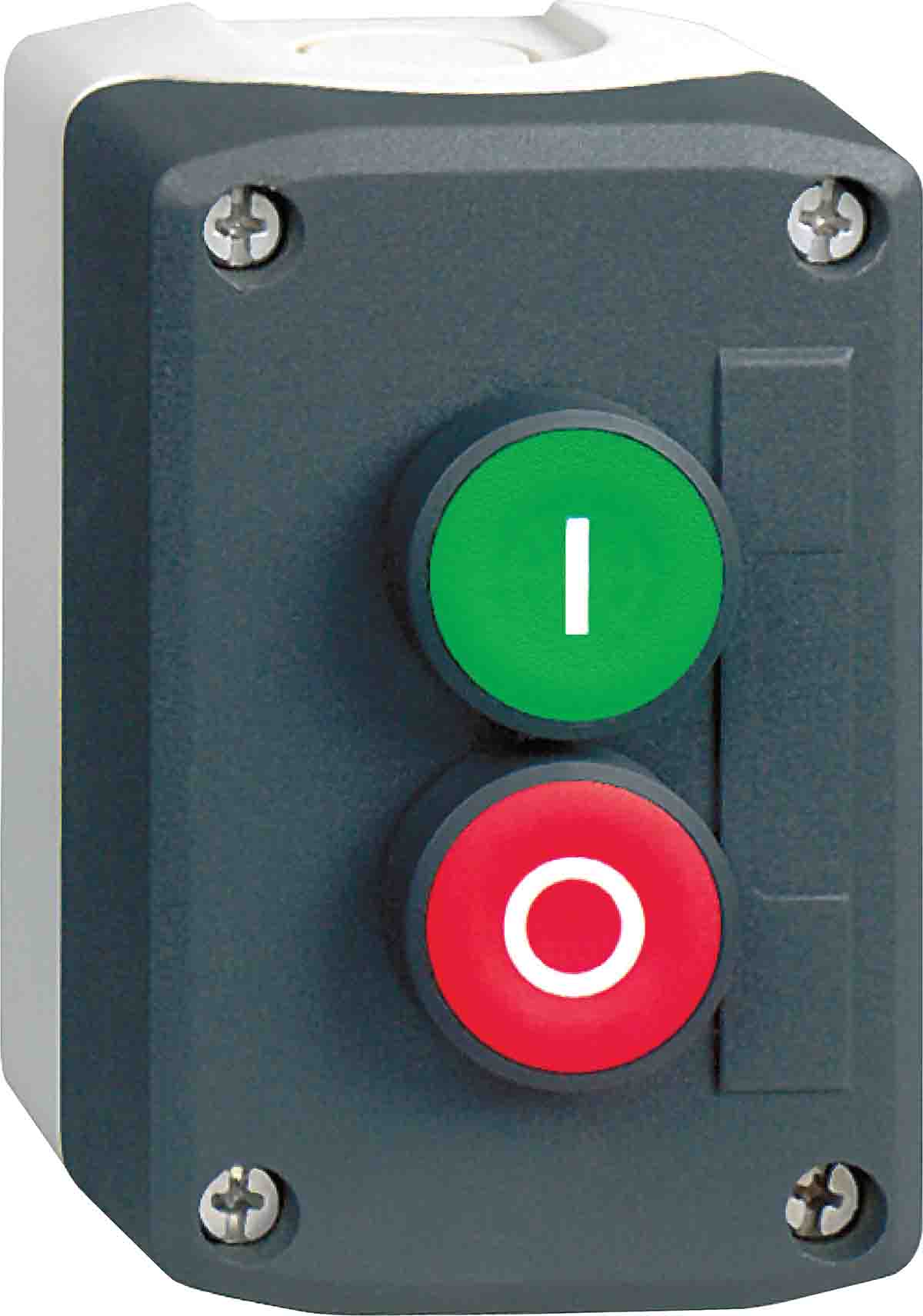 Schneider Electric Spring Return Push Button Control Station, Polycarbonate, Green, Red, I, O, IP67, IP69, IP69K