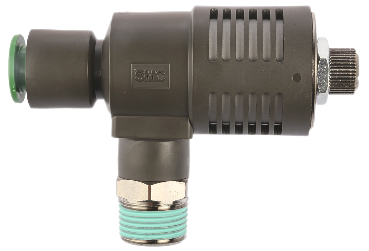 SMC Adjustable Exhaust Valve, R 3/8 Male x 1 MPa, Threaded, Tube, 10mm