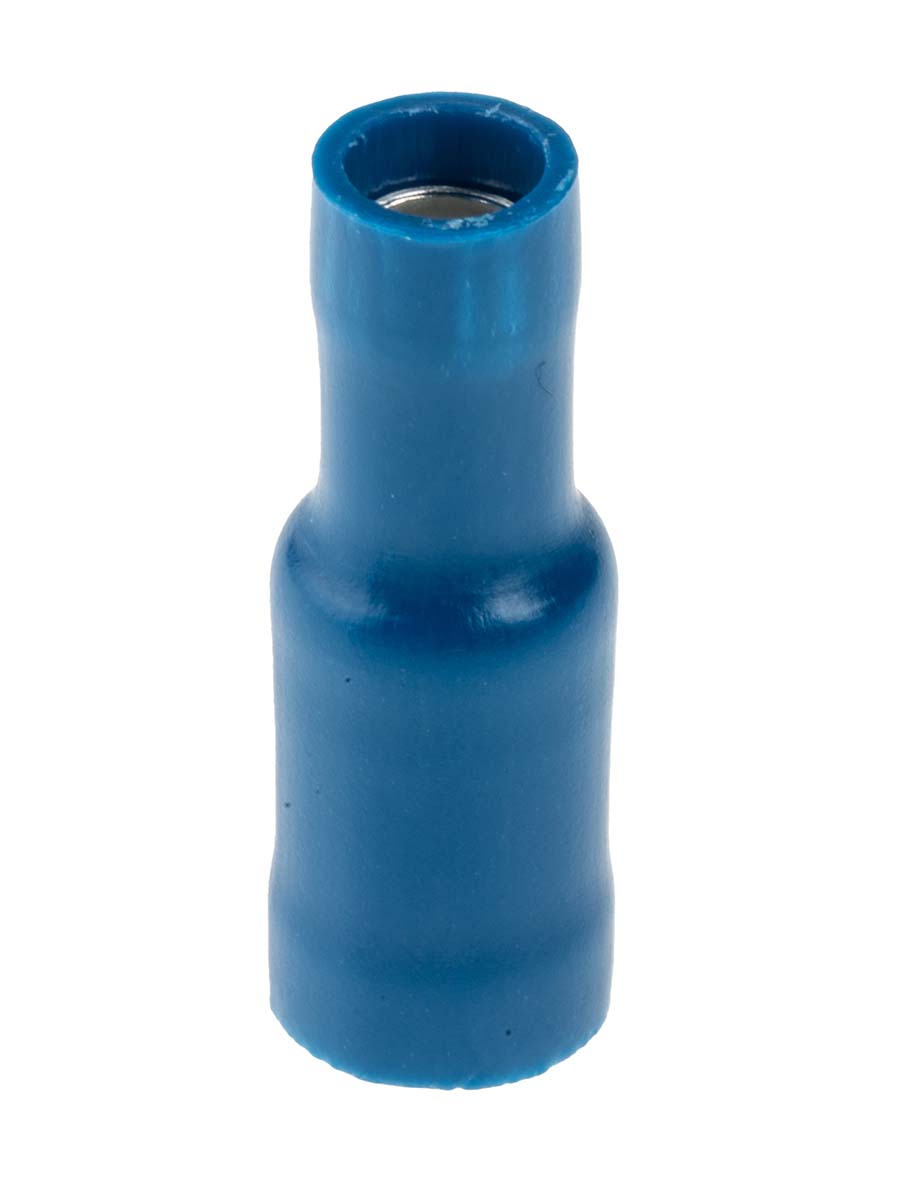 RS PRO Insulated, Blue Crimp Bullet Connector, 1.5mm² to 2.5mm², 16AWG to 14AWG, 5mm Bullet diameter Female