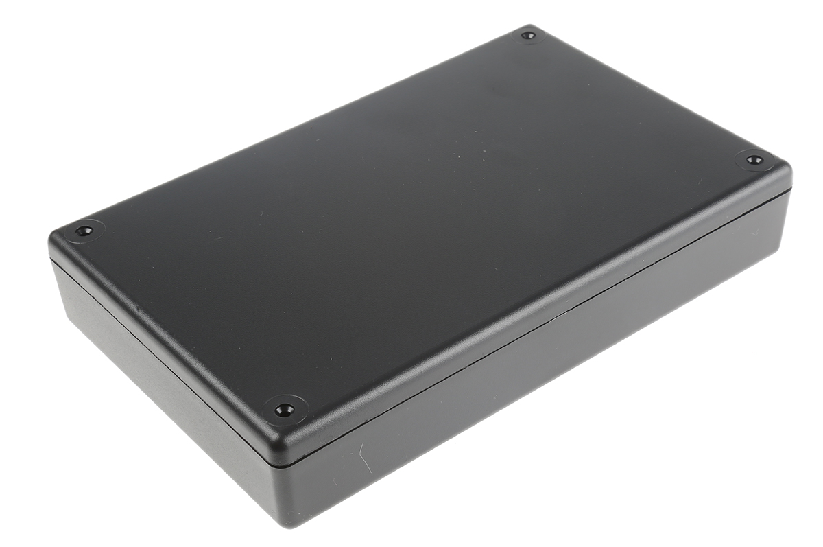Hammond 1599 Series Black Flame Retardant ABS Enclosure, IP54, Black Lid, 220 x 140 x 40mm