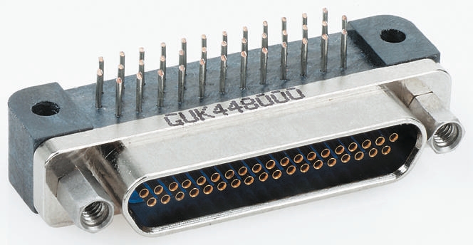 Glenair GMR7590 25 Way Right Angle Through Hole D-sub Connector Plug, 1.91mm Pitch