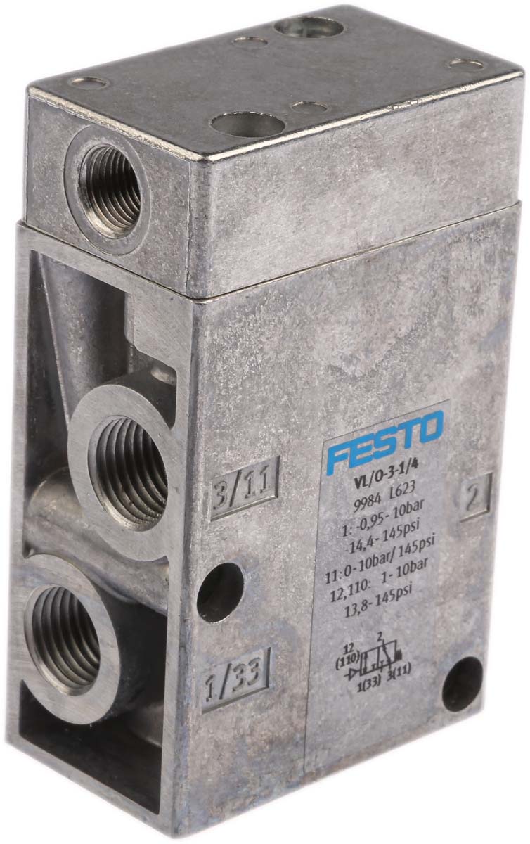 Festo 3/2 Pneumatic Solenoid Valve - Pneumatic G 1/4 Classic Tiger Series, 9984