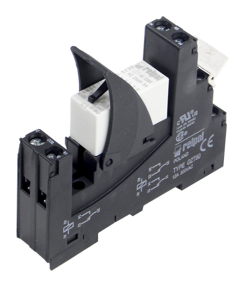 Relpol Interface Relay, DIN Rail Mount, 230V ac Coil, DPDT