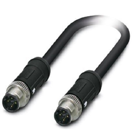 Phoenix Contact, 2m Cat5, Black M12 to Male M12 Male, Shielded Shielded, Terminated