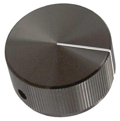 TE Connectivity 31.8mm Black Potentiometer Knob for 6.35mm Shaft Splined, KLN1250B1/4