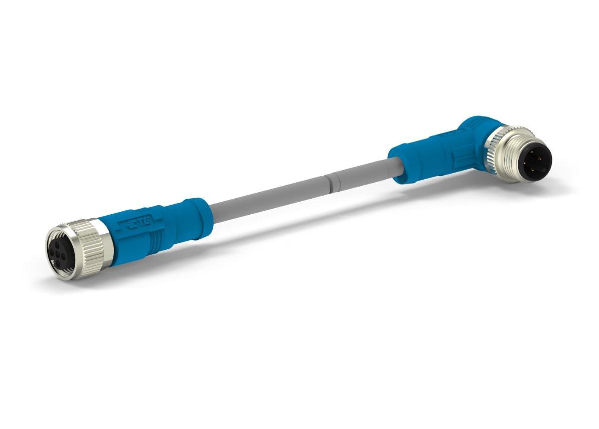 TE Connectivity Male 4 way M12 Plug to Female M12 Pigtail Cable Assembly, 1.5 m