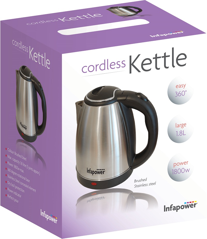 Infapower 1.8L 1800W Kettle, Stainless Steel