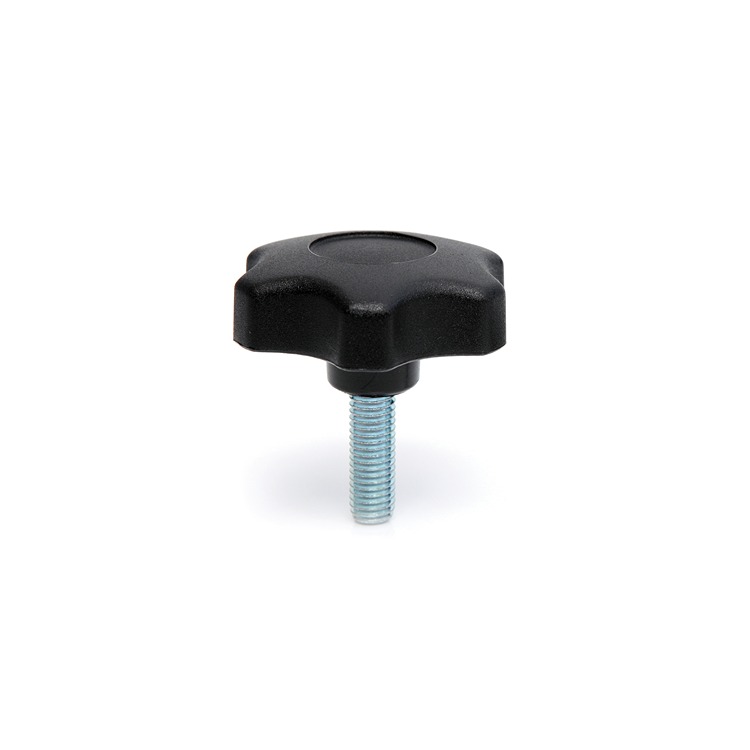 RS PRO Black Thermoplastic Multiple Lobes Clamping Knob, M8 x 35, Threaded Stud