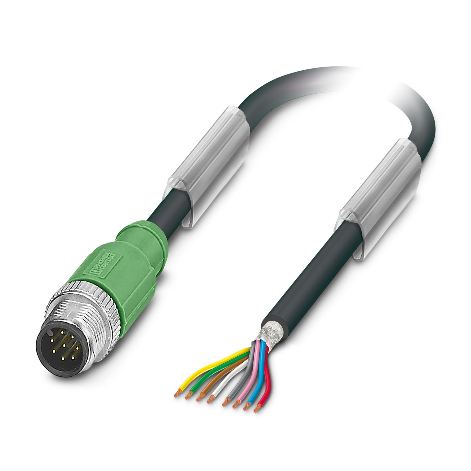 Phoenix Contact Male 8 way M12 to 8 way Unterminated Sensor Actuator Cable, 1.5 m