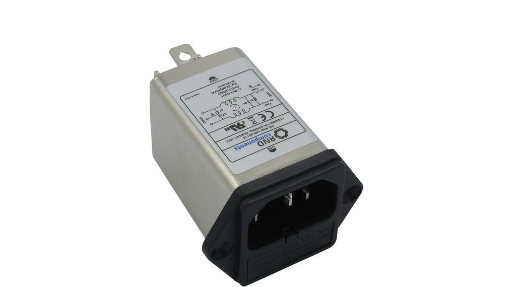 RND 4A, 250 V IEC Inlet Filter 3 Pole RND 165-00115, Snap In 1 Fuse