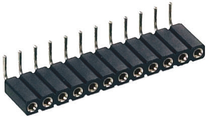 2 Way Preci-Dip Right Angle Through Hole 2.54mm SIL Socket, Solder, 3A 100 V ac, 150 V dc