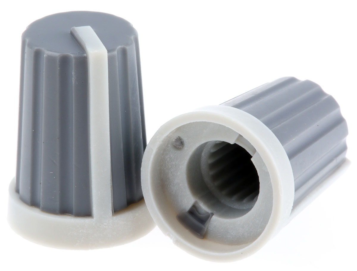 RS PRO 13mm Grey Potentiometer Knob for 6mm Shaft Splined