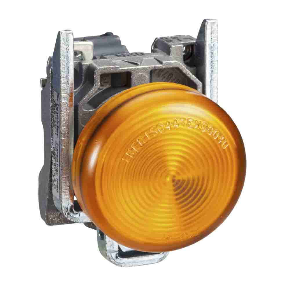 Schneider Electric, Harmony XB4 Yellow LED Pilot Light Complete, 22mm Cutout, IP40, IP65, 24V