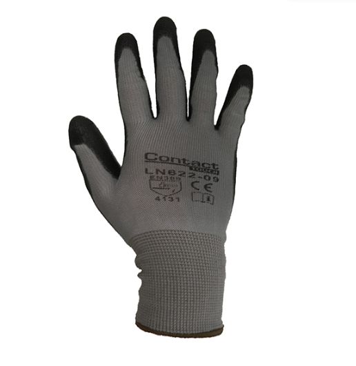 Liscombe LN622 Black, Grey Polyamide Work Gloves, Size 9, Polyurethane Coating