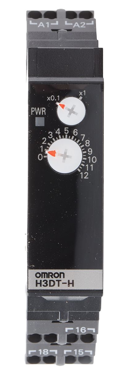 Omron H3DT Series DIN Rail Mount Timer Relay, 24 → 48V ac/dc, 2-Contact, 1 → 120s, 1-Function, SPDT