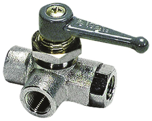 Legris Nickel Plated Brass 3 Way, Ball Valve, Threaded, BSPP 1/4in, 40bar Operating Pressure