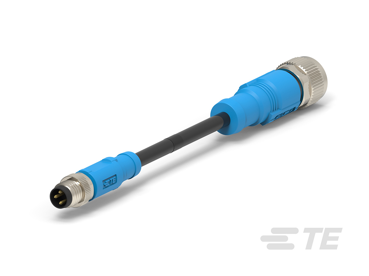TE Connectivity Male 4 way M8 to Female 4 way M12 Sensor Actuator Cable, 500 mm