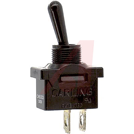 Carling Technologies Toggle Switch, Panel Mount, On-Off, SPST, Solder Lug Terminal, 250V ac