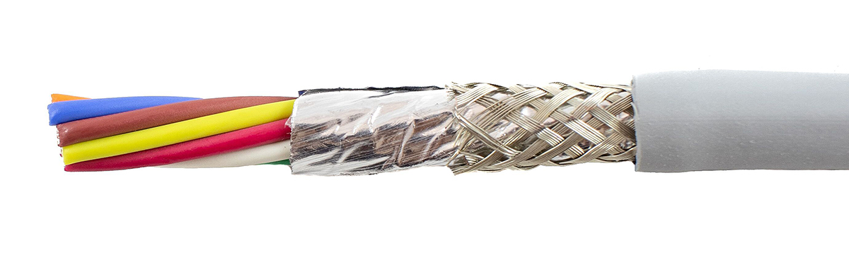 Alpha Wire Ecogen Ecocable Mini Control Cable, 8 Cores, 0.09 mm² 28 AWG, Screened, 30 m, Grey Modified Polyphenylene
