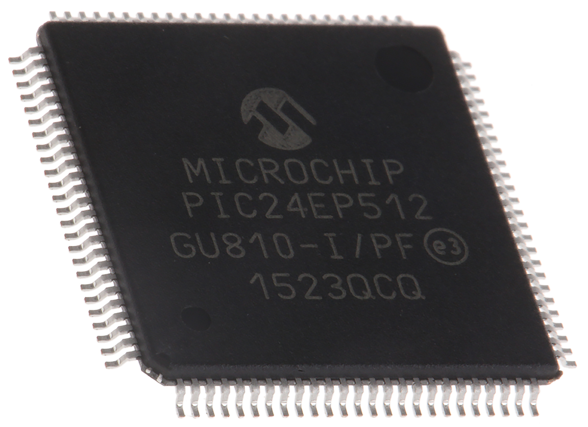 Microchip PIC24EP512GU810-I/PF, 16 bit PIC, PIC24EPXXXGU810 Microcontroller, 70 MHz, 536kB FLASH, 100-Pin TQFP