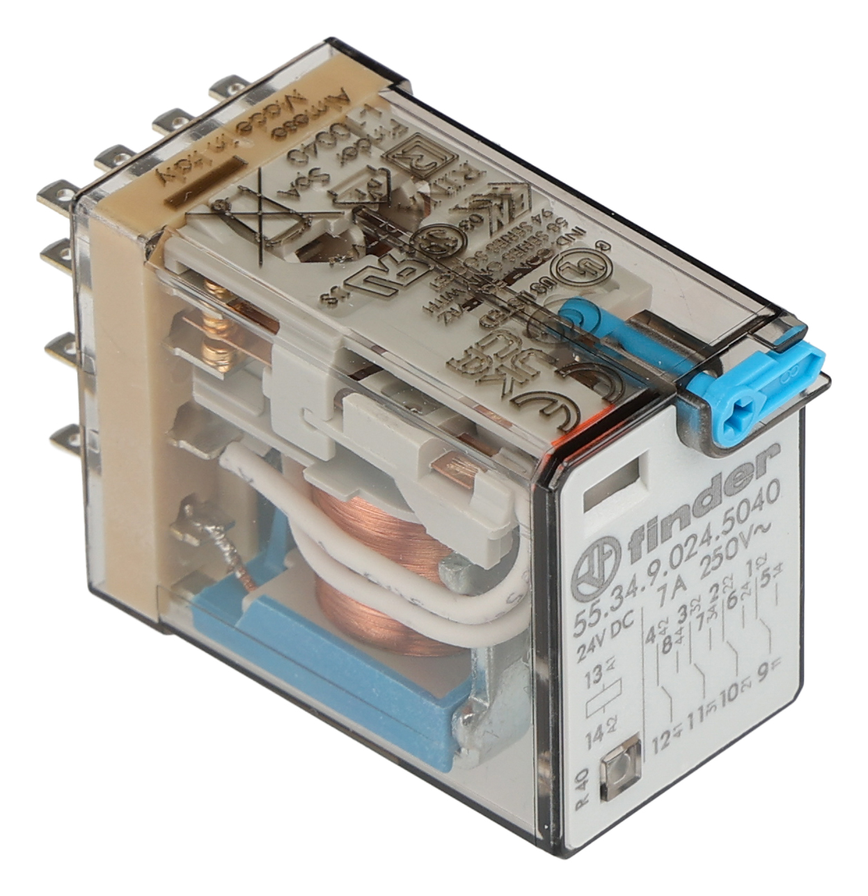 Finder Plug In Relay, 24V dc Coil, 7A Switching Current, 4PDT