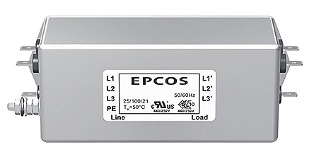 EPCOS, B84143A*166 10A 300/520 V ac 50 → 60Hz, Chassis Mount EMC Filter, Terminal Block 3 Phase